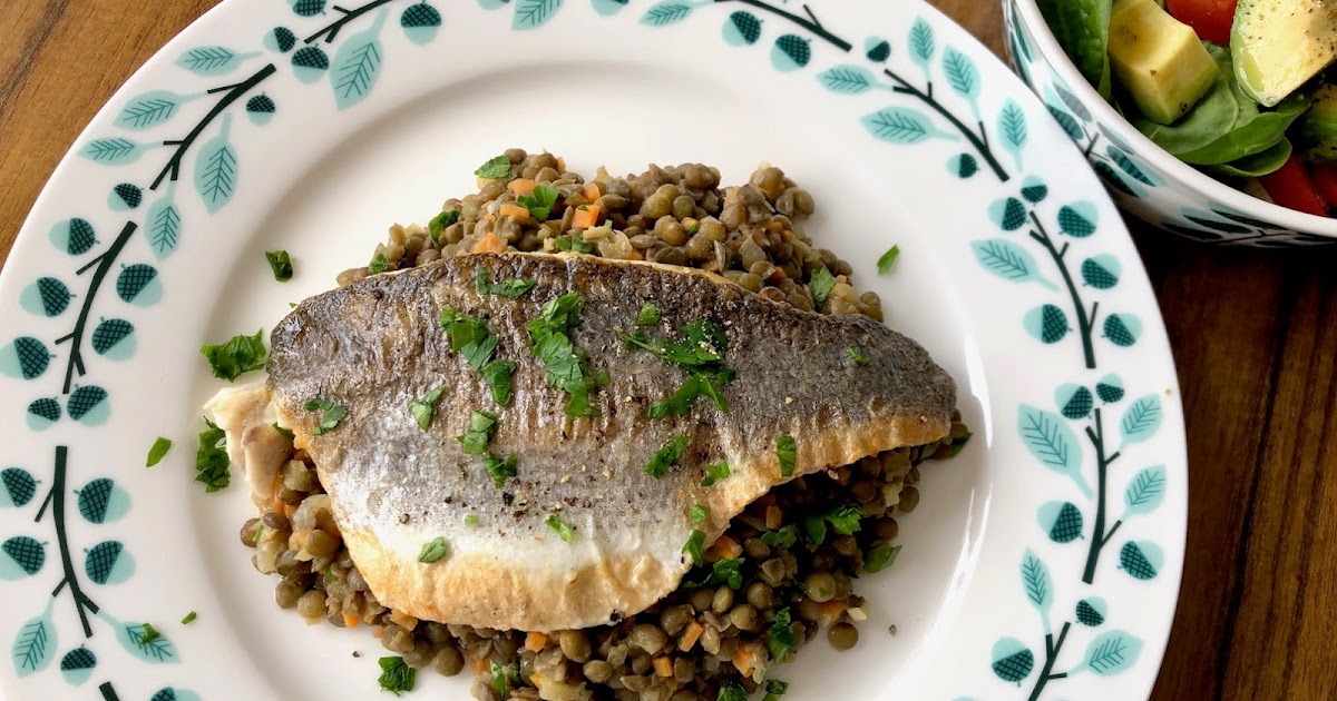 PanSeared Sea Bass with Warm Green Lentil Salad