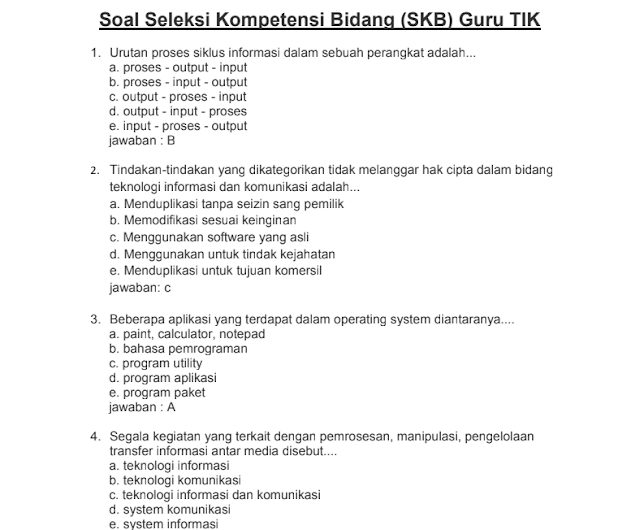 Materi Soal SKB Guru TIK CPNS 2020 (Seleksi Kompetensi Bidang)