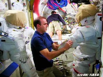 Astronauts Preparing for Space Walk