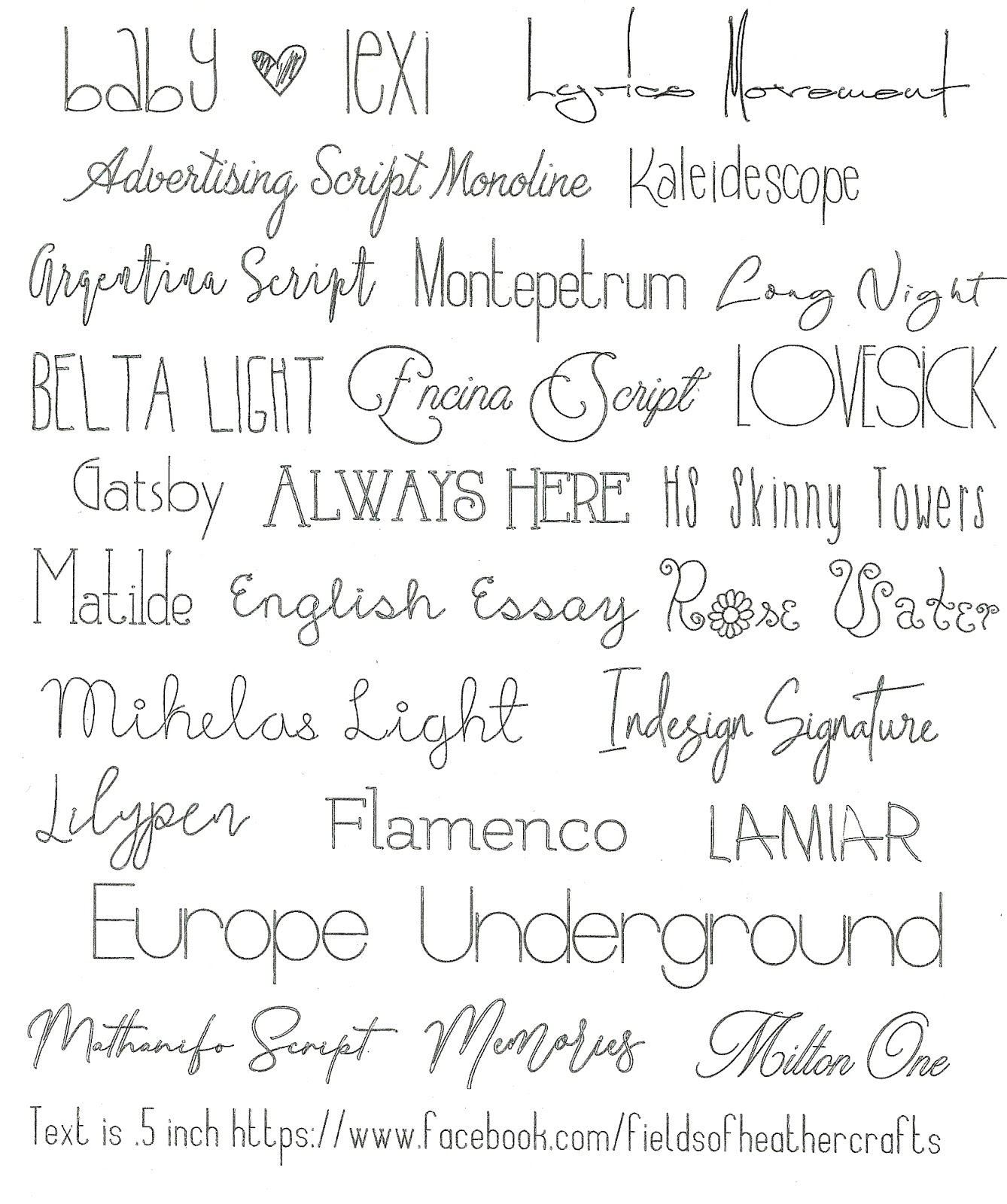 Writing Fonts Hromleisure