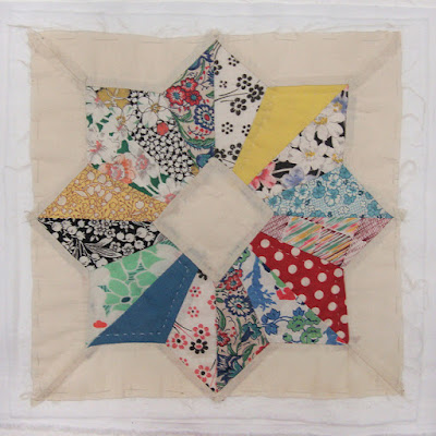 vintage quilt block, 11 inches square, hand pieced