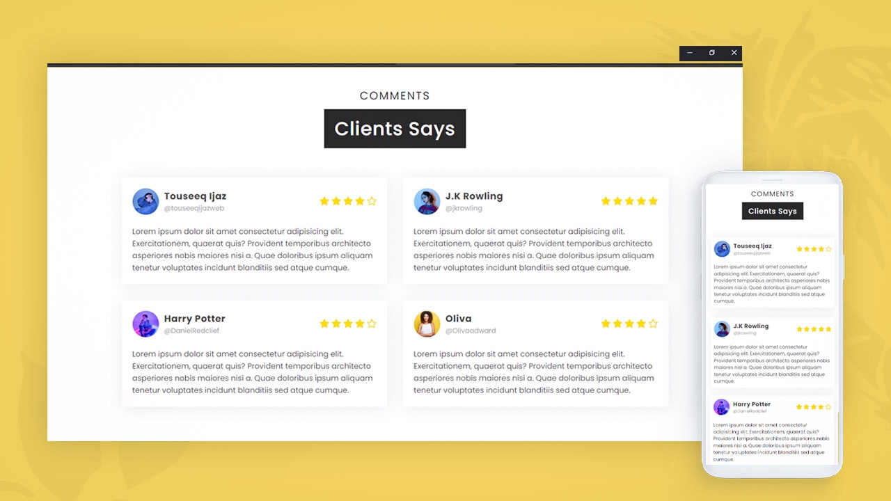Customer Reviews on site Using HTML and CSS