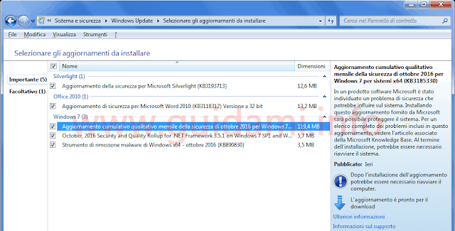 Windows Update aggiornamento cumulativo Windows 7 Windows Update aggiornamento cumulativo Windows 7