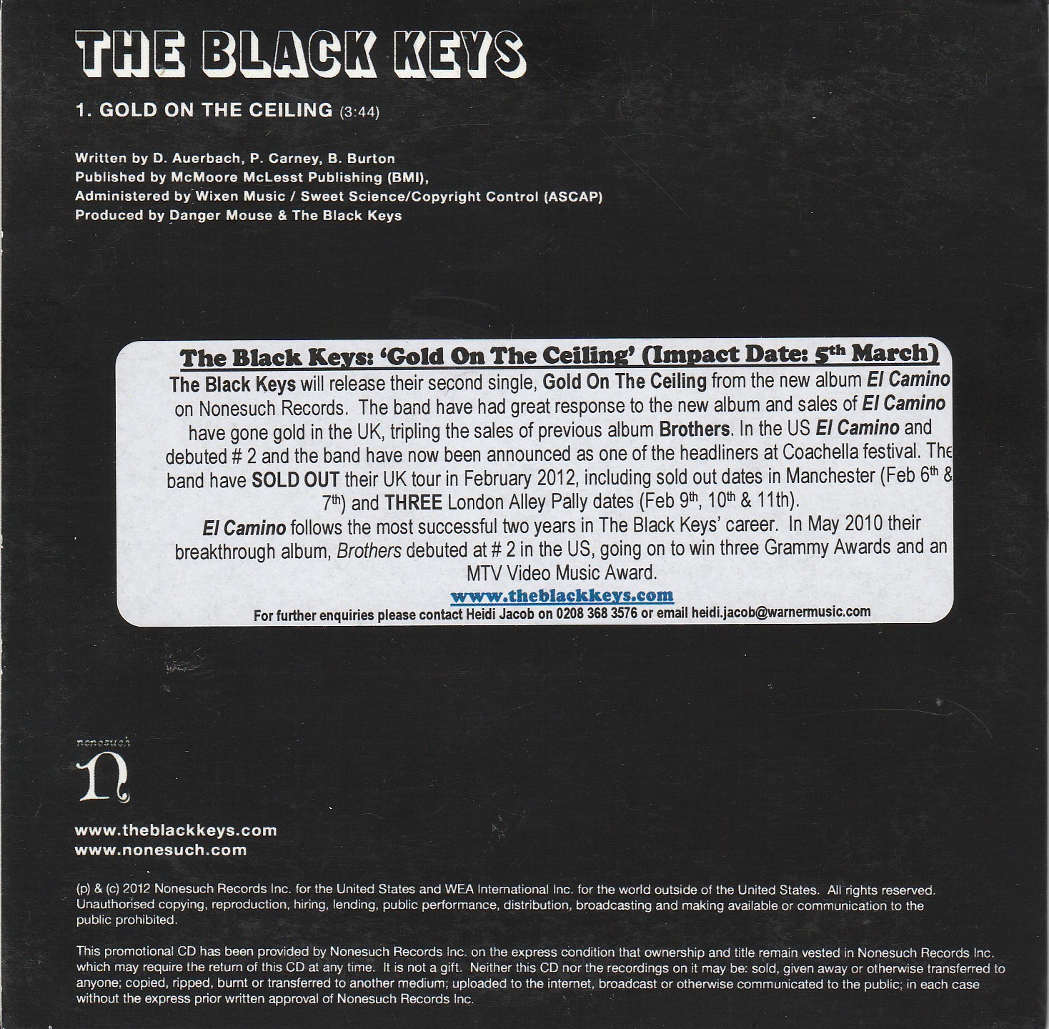 The Black Keys Gold On The Ceiling (Promo)