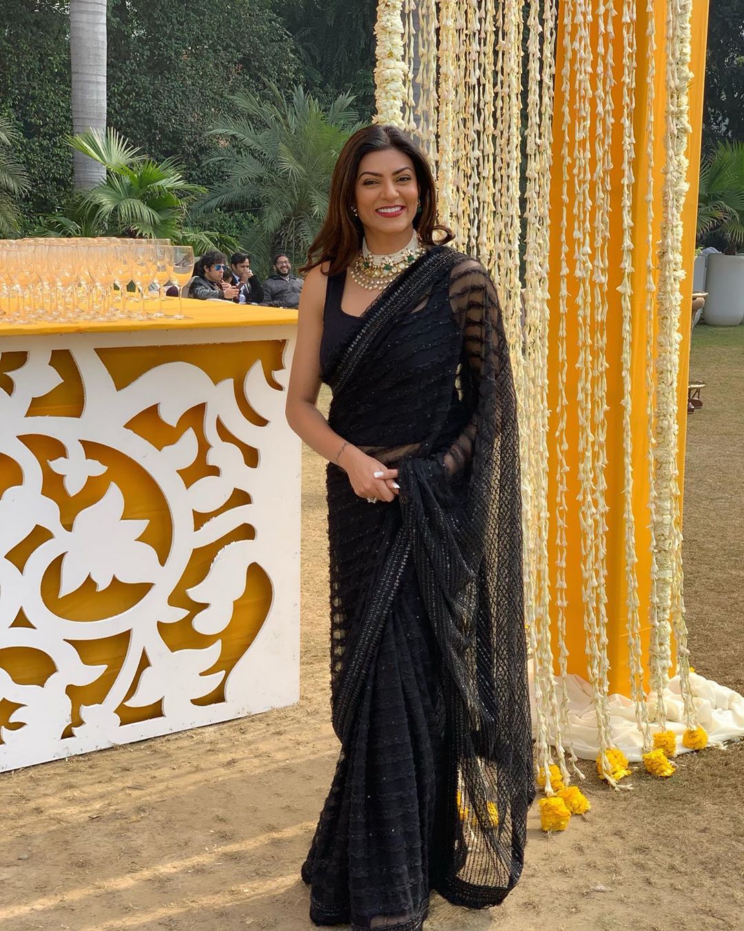 Actress Sushmita Sen Looking Lovely In Black Saree Stills