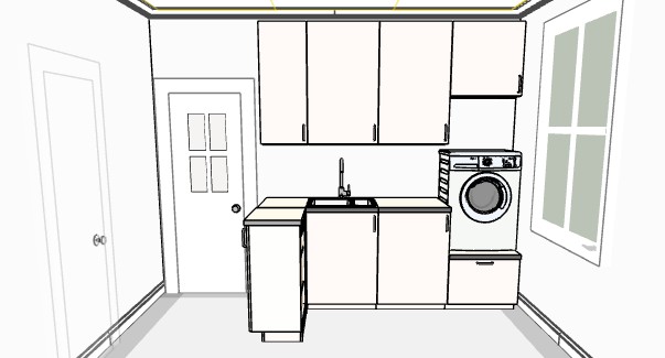 James och Charlottes husrenovering Tvättstuga planering av inredning med modell James och Charlottes husrenovering Tvättstuga planering av inredning med modell