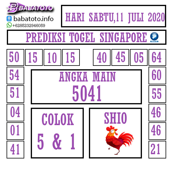 Prediksi Togel Terpercaya Prediksi Togel Singapore 11 Juli 2020