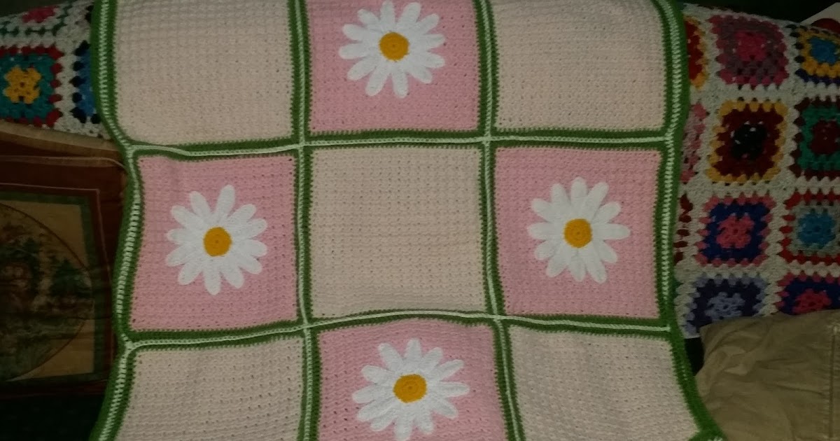 Blooming Lovely Finished Item Crochet Blanket with Flower Appliques