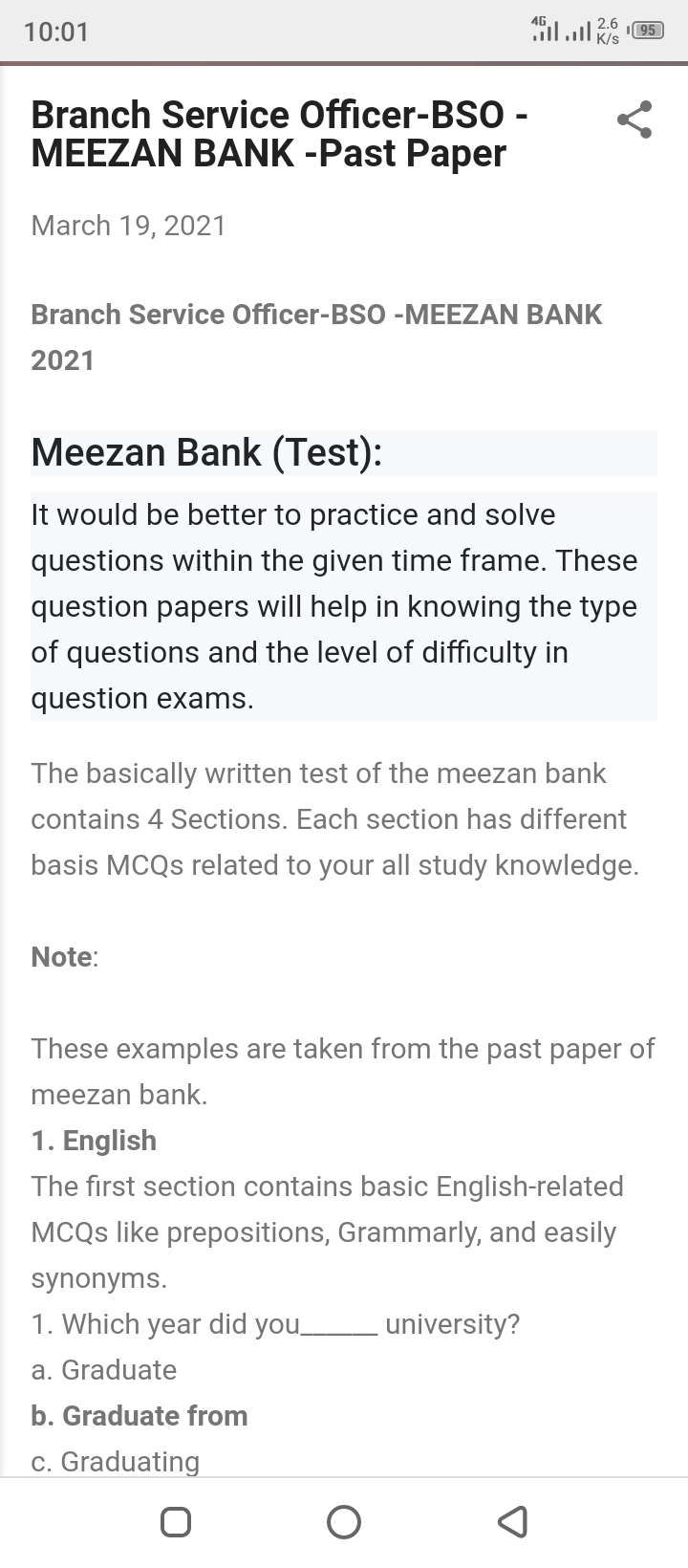 Bank written test sample paper picture