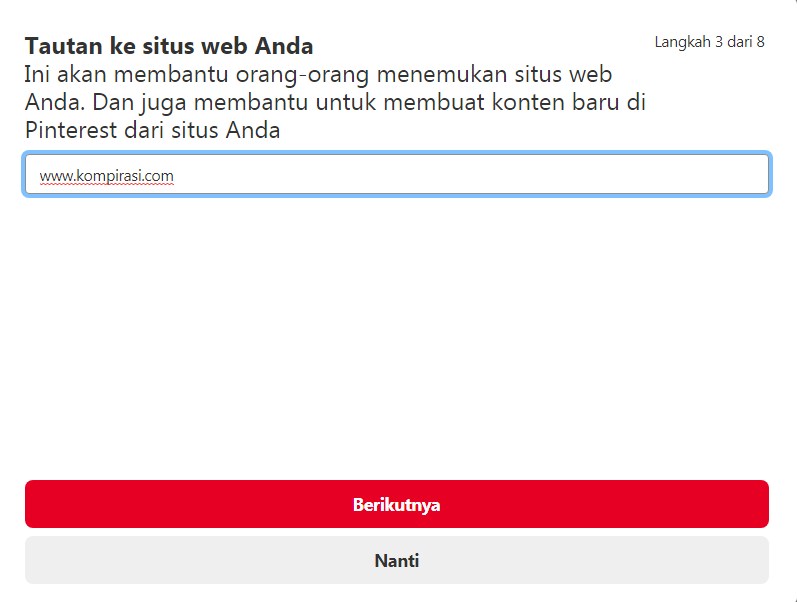 Cara menghubungkan website ke pinterest