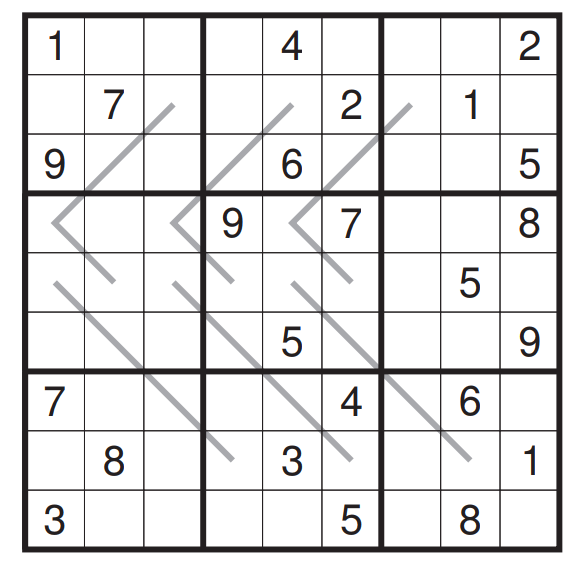 RULES Classic sudoku rules apply. In each group of three lines