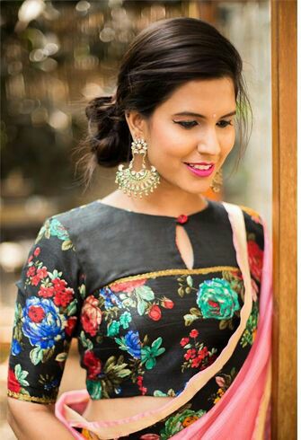 36 Printed Blouse Designs for sarees with trendy neck patterns | Bling ...