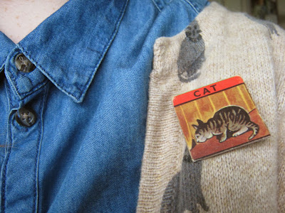 Cat Picture Domino Brooch