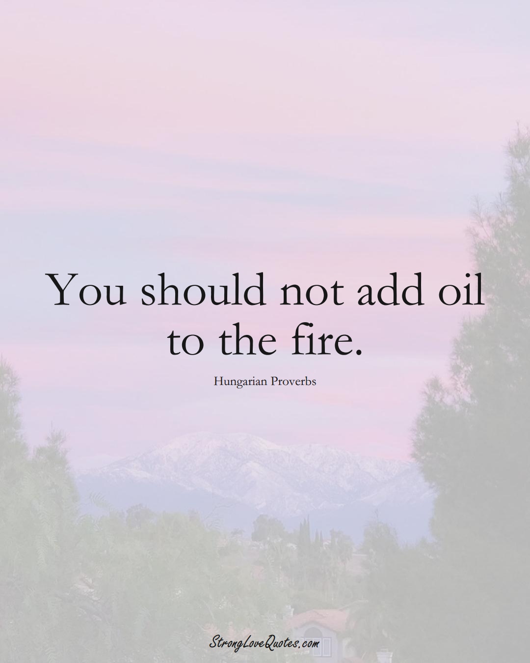 You should not add oil to the fire. (Hungarian Sayings);  #EuropeanSayings