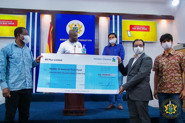 ACCRA: B5 PLUS COMPANY LIMITED HAS DONATED GHC 300,000.00 INTO COVID 19 FUND TO FIGHT THE VIRUS