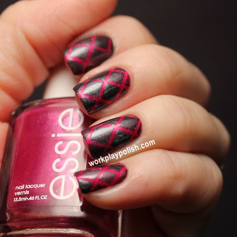 Essie Jamaican Me Crazy and Over the Edge Quilted Nail Art