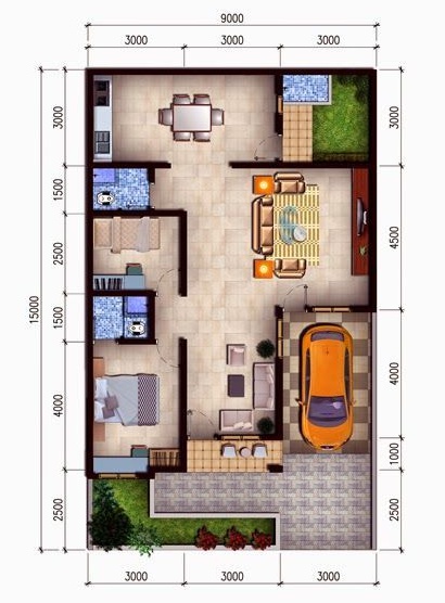 5 Denah Rumah Minimalis Modern Type 36 Terbaru 2019 - Kaula Ngora