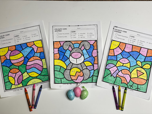 Easter Color By Number Addition Worksheets