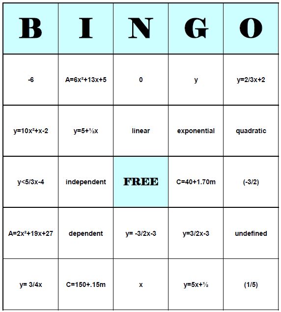 Mrs. Richardson's Adventures in Math Class: whY Bingo
