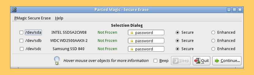 parted magic secure erase
