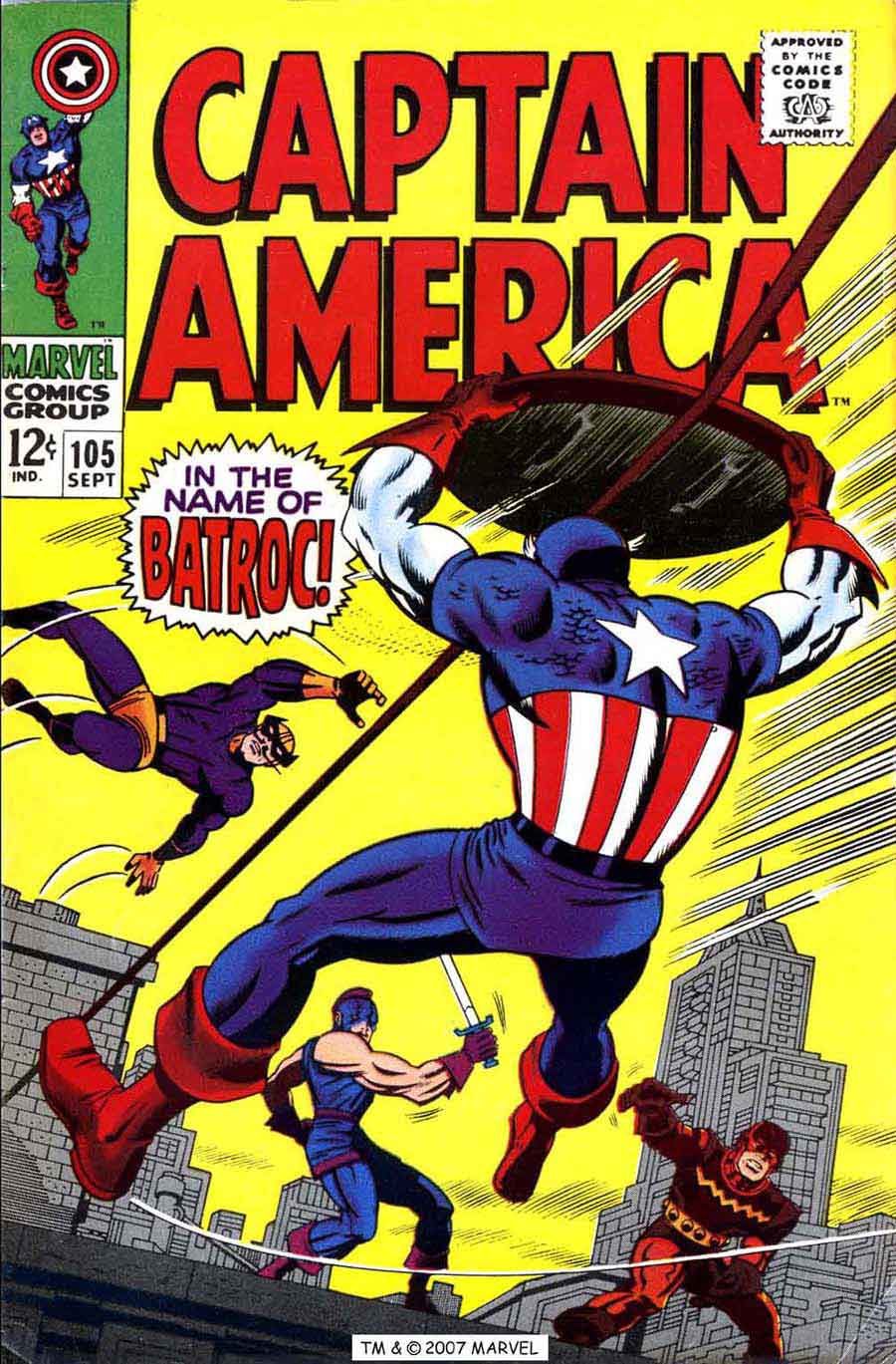 Captain America v1 #105 marvel comic book cover art by Jack Kirby