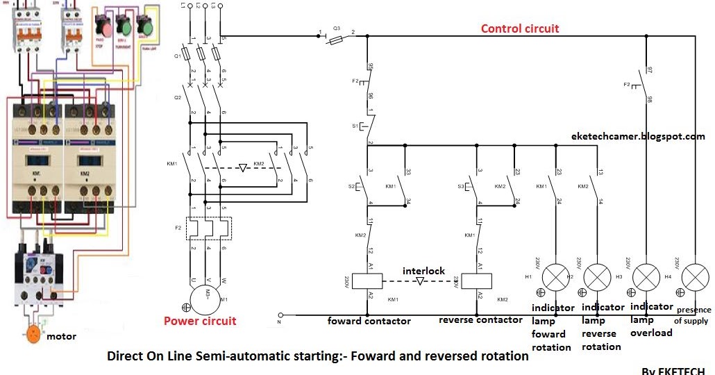 Direct On Line Starter wiring diagram | forward and reverse | semi
