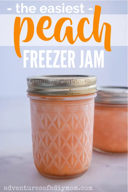 a jar of peach freezer jam