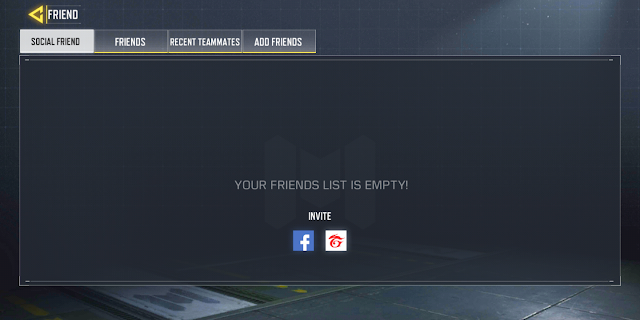 Garena and Facebook friends menu Garena and Facebook friends menu