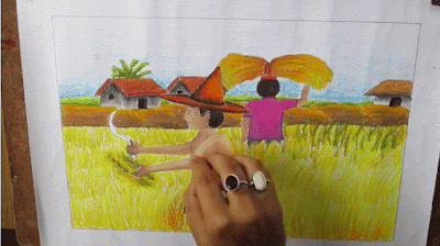 Menggambar pemandangan desa Cara menggambar pemandangan desa