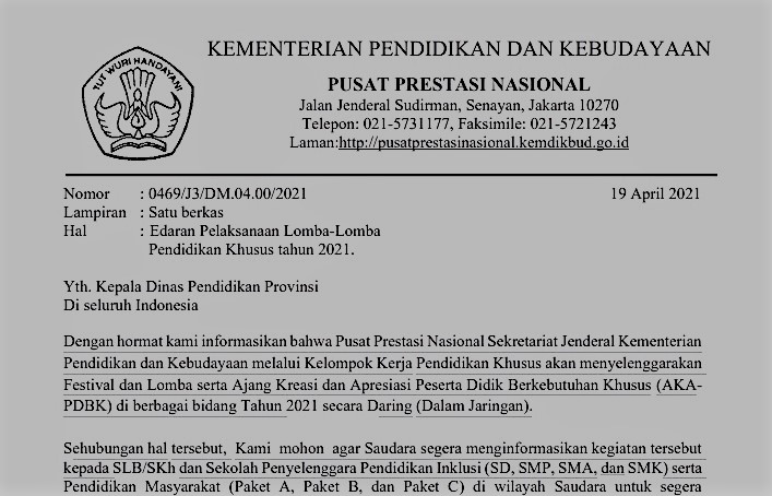 Informasi Lomba Pendidikan Khusus Tahun 2021 Lomba Siswa