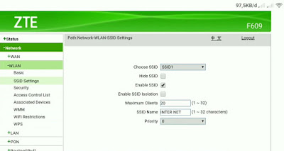 Coba Setting Modem ZTE F609