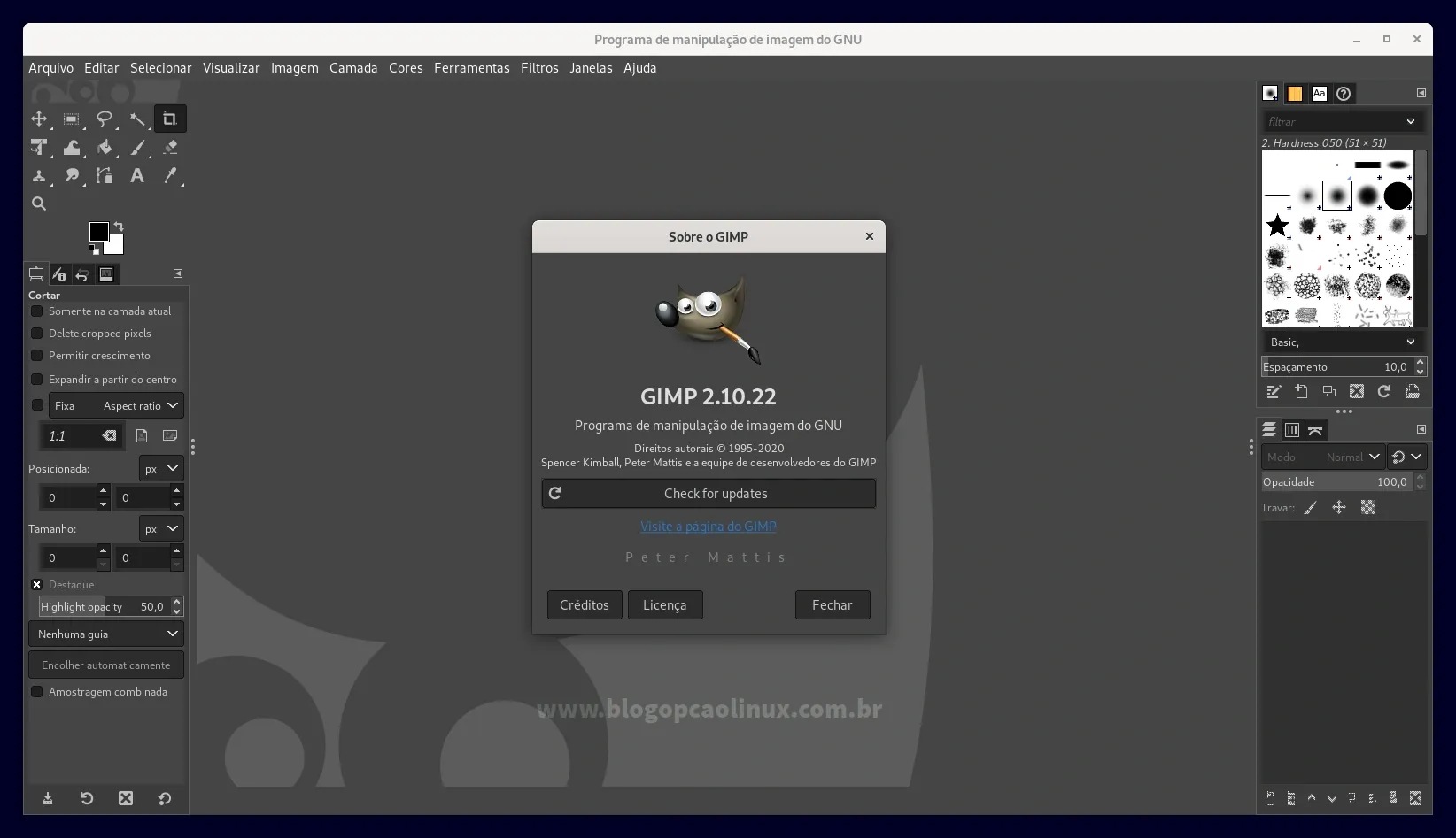 GIMP executando no Debian 11 Bullseye