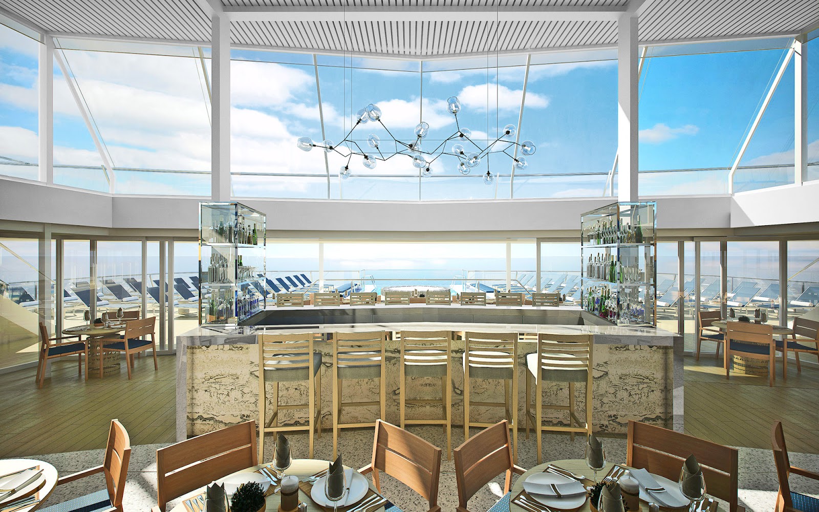 The two-story Explorer Lounge offers incredible views of the voyage ahead. Photo: ©Viking Cruises.