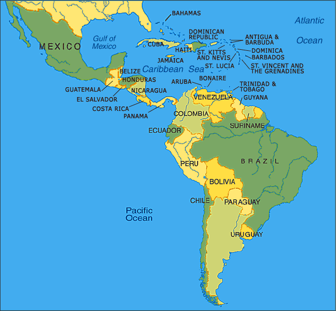 Latin America Map Region City | Map of World Region City