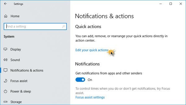 Windows10でクイックアクションボタンを配置する