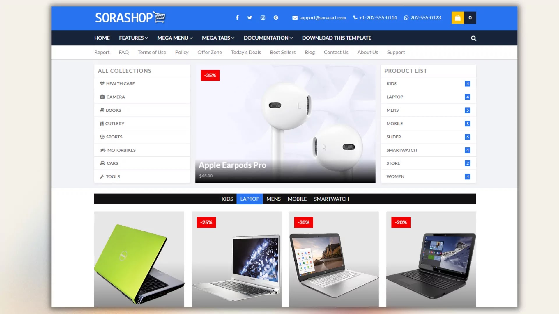SoraShop Premium Blogger Template Free Download