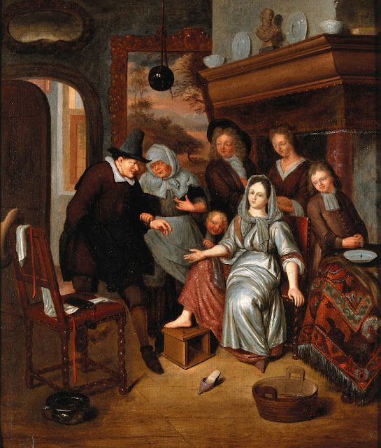 Врач готовится к кровопусканию.  Копия картины Рихарда Бракенбурга. XVII век Wellcome Collection
