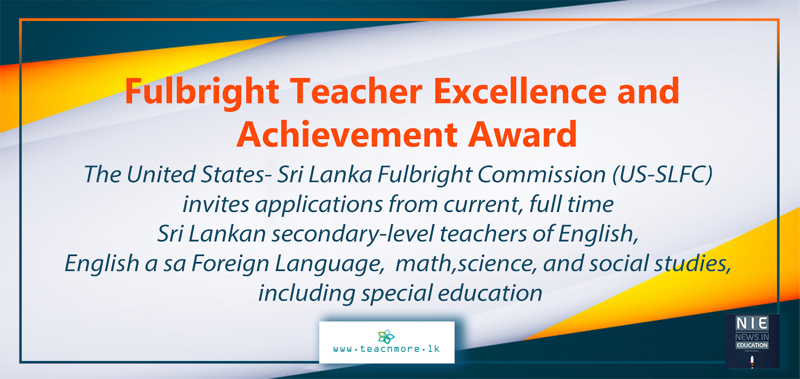 Fulbright Teacher Excellence and Achievement Award TeachMore.lk