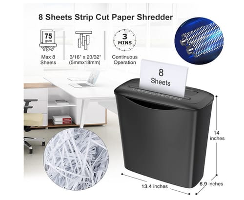 Bonsaii 8 Sheets Strip Cut Shredders for Home Office Bonsaii 8 Sheets Strip Cut Shredders for Home Office