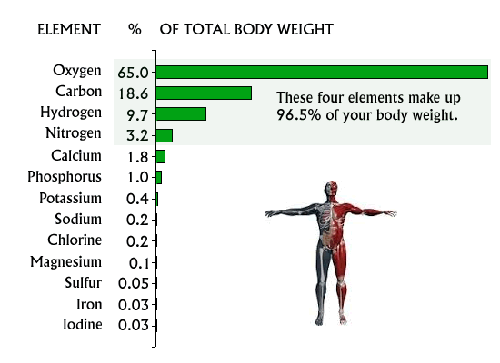 Our body is composed of 18.6% carbon