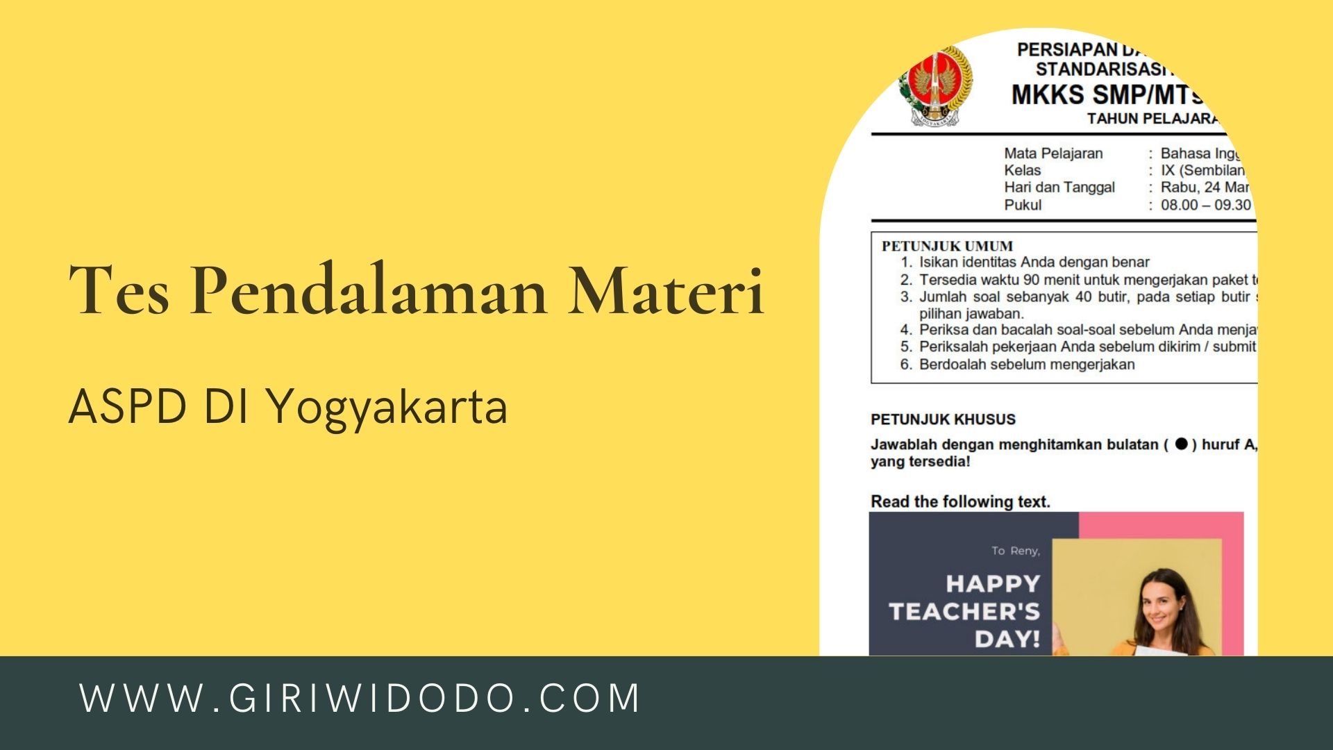 Soal & Kunci Jawaban TPM/ PP ASPD SMP DIY 2021 IPA Paket 1 & 2 - GIRI