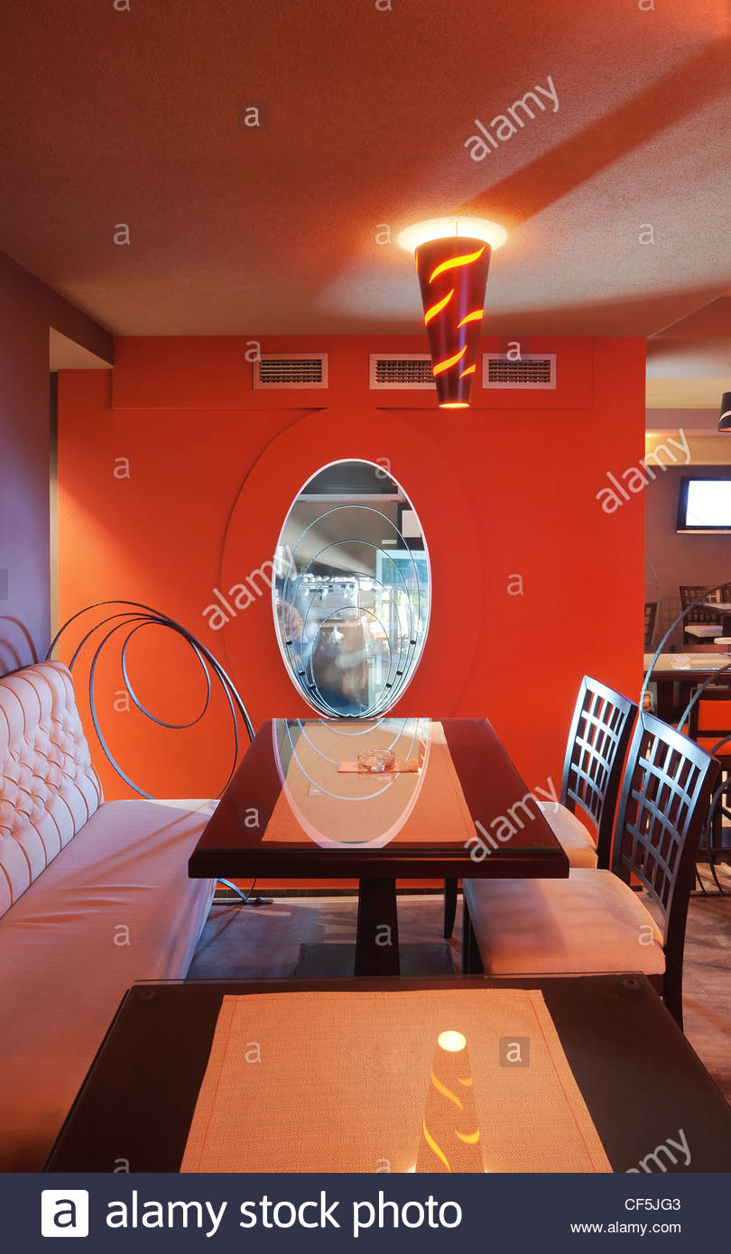Orange Restaurant Interior Wall Decoration