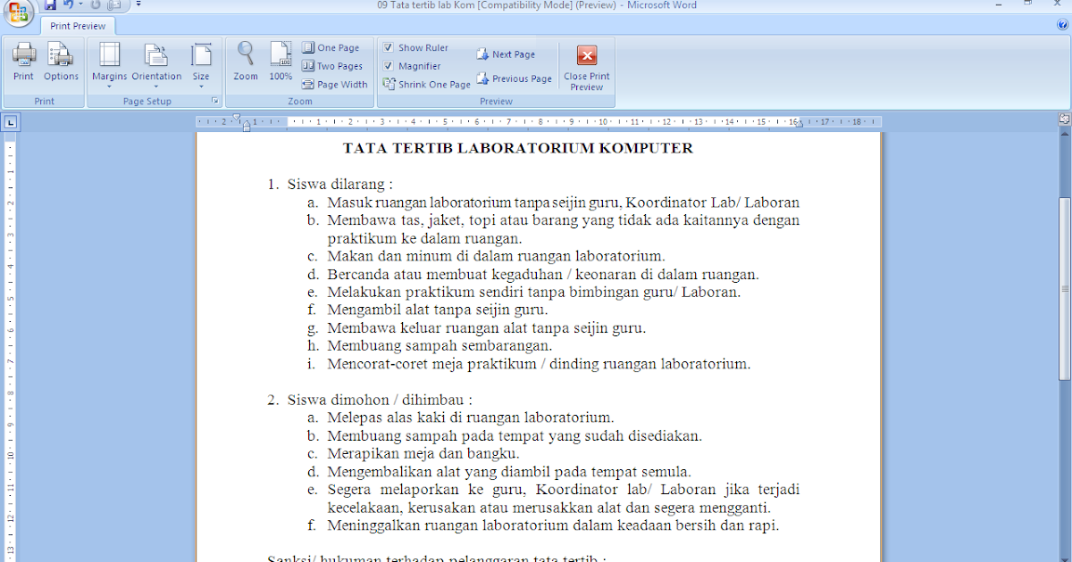 Contoh Tata Tertib Laboratorium Komputer Sekolah Antapedia Com