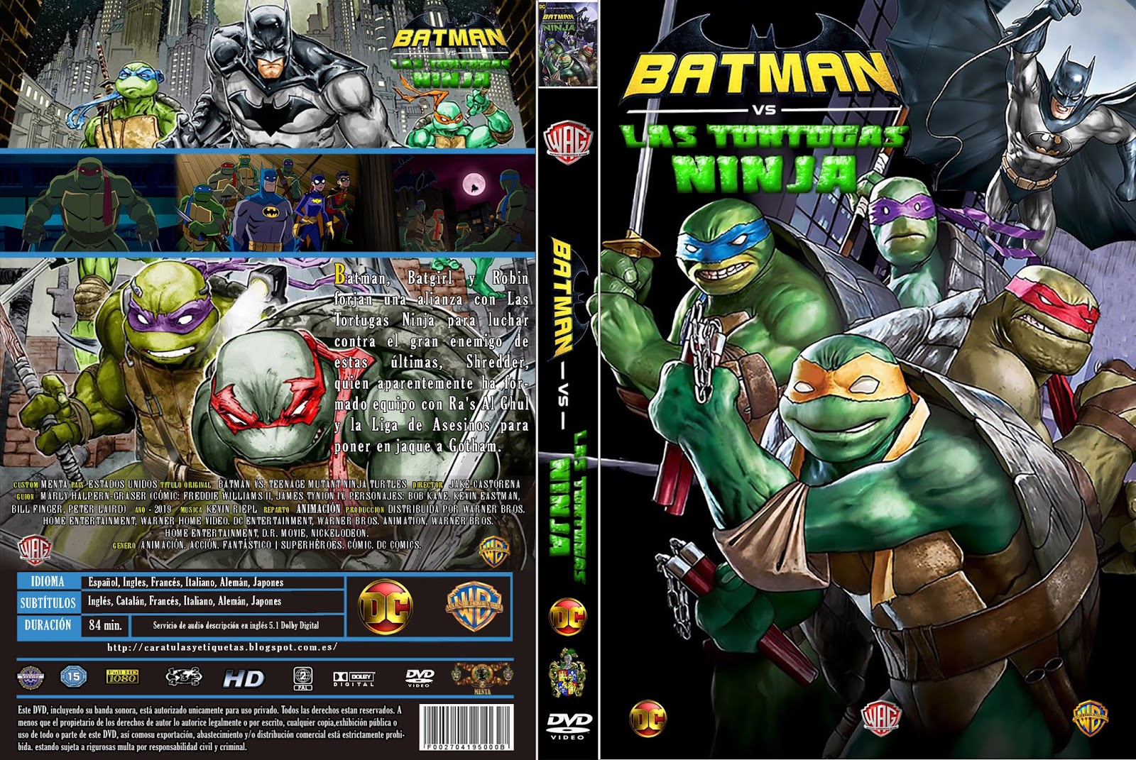Caratulas y etiquetas Batman vs. las tortugas ninja