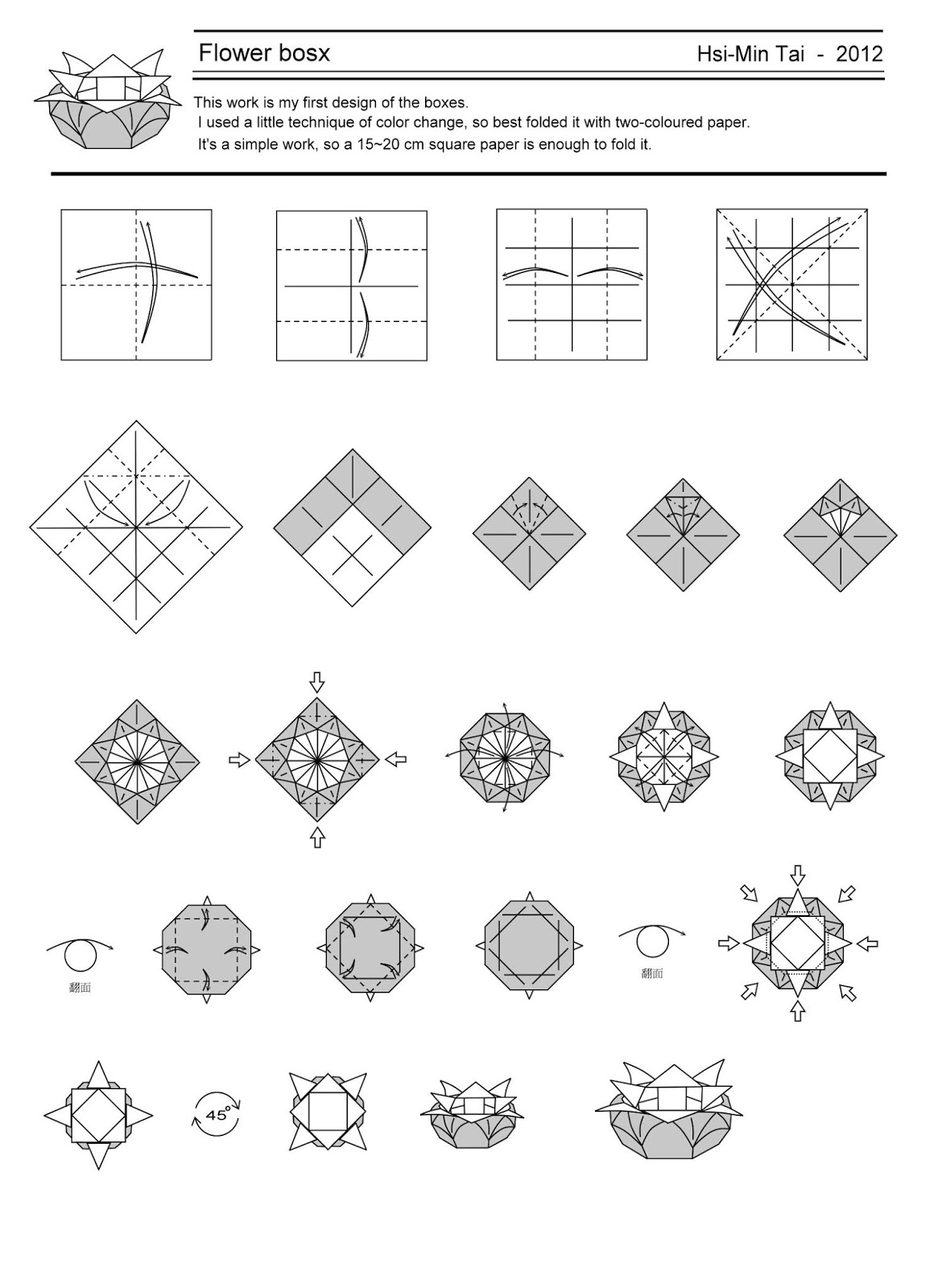 Diagram Flower Box-Hsi Min Tai - Ruby Book Origami