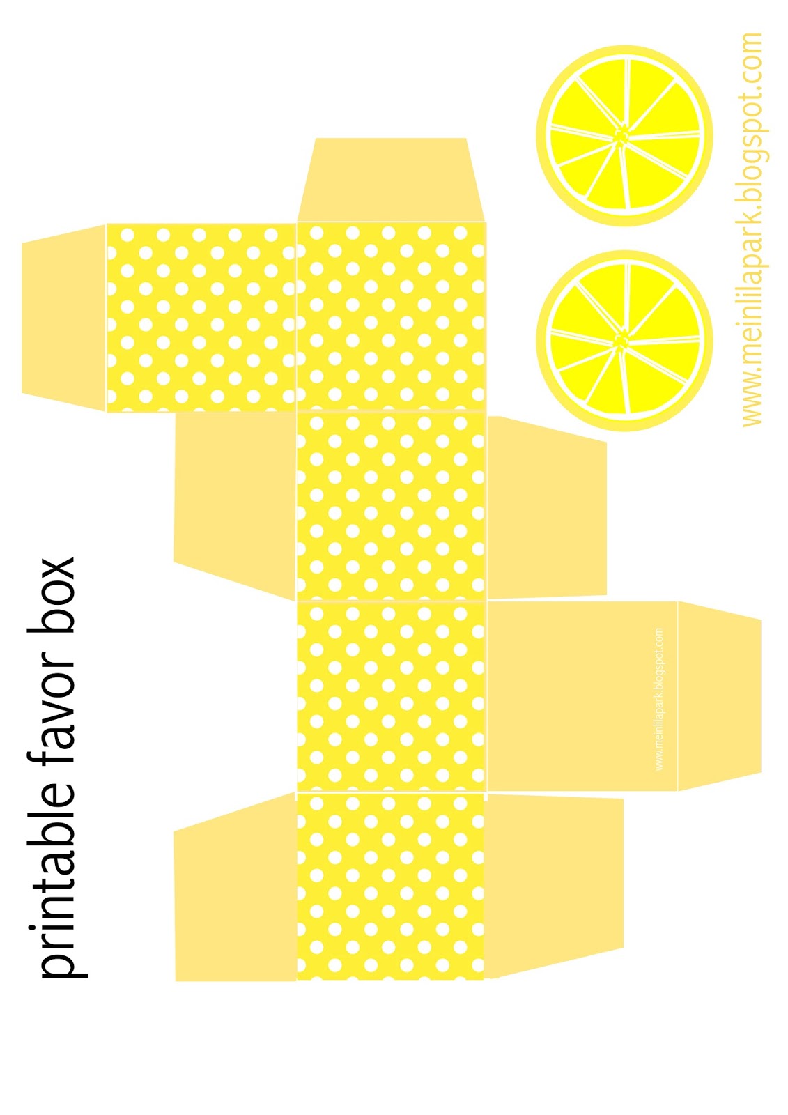 Free Printable Polka Dot Favor Box With Lemon Tags Ausdruckbare DIY  Free Printable Polka Dot Favor Box With Lemon Tags Ausdruckbare DIY
