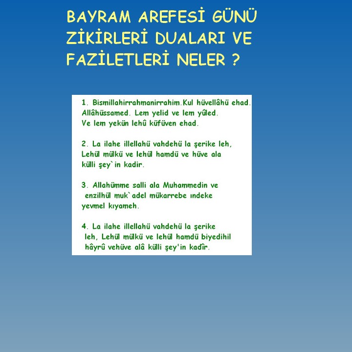 bayram arefesi gunu zikirleri