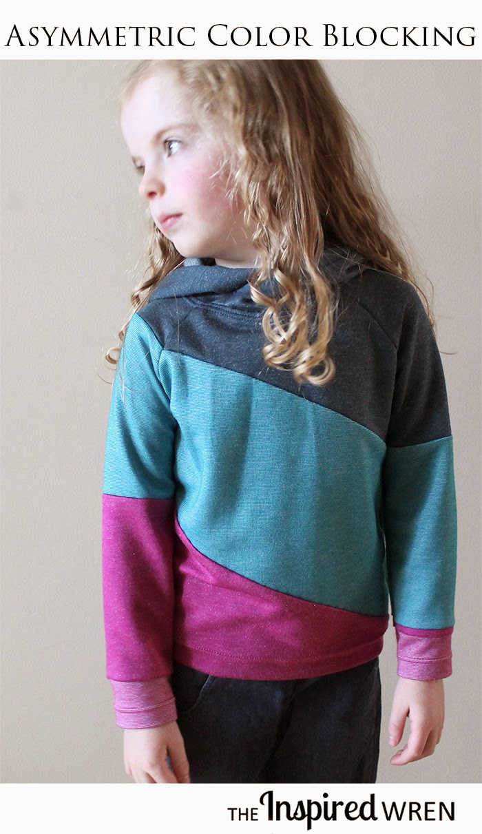 Asymmetrical color blocking on knit can be done with a pattern you already have on hand with the help of this quick tutorial and tips from The Inspired Wren.