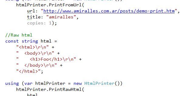 Printing html using the embedded web browser control