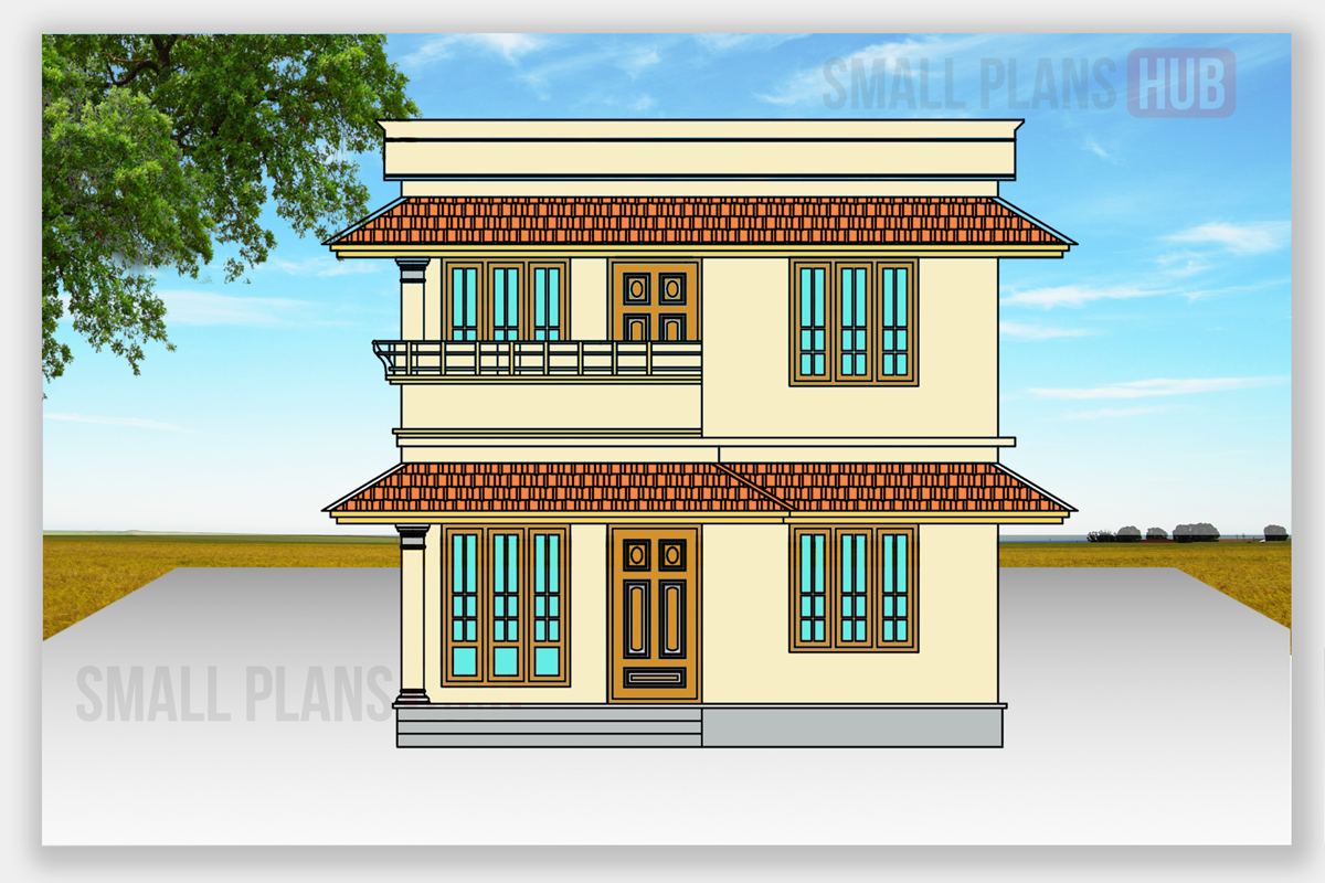 1674 sq.ft. double floor plan and elevation